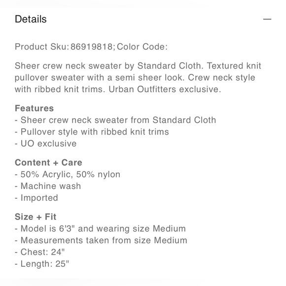 Standard Cloth Sheer Crew Neck Sweater Men’s Gray Size Small Urban Outfitters - Picture 5 of 8